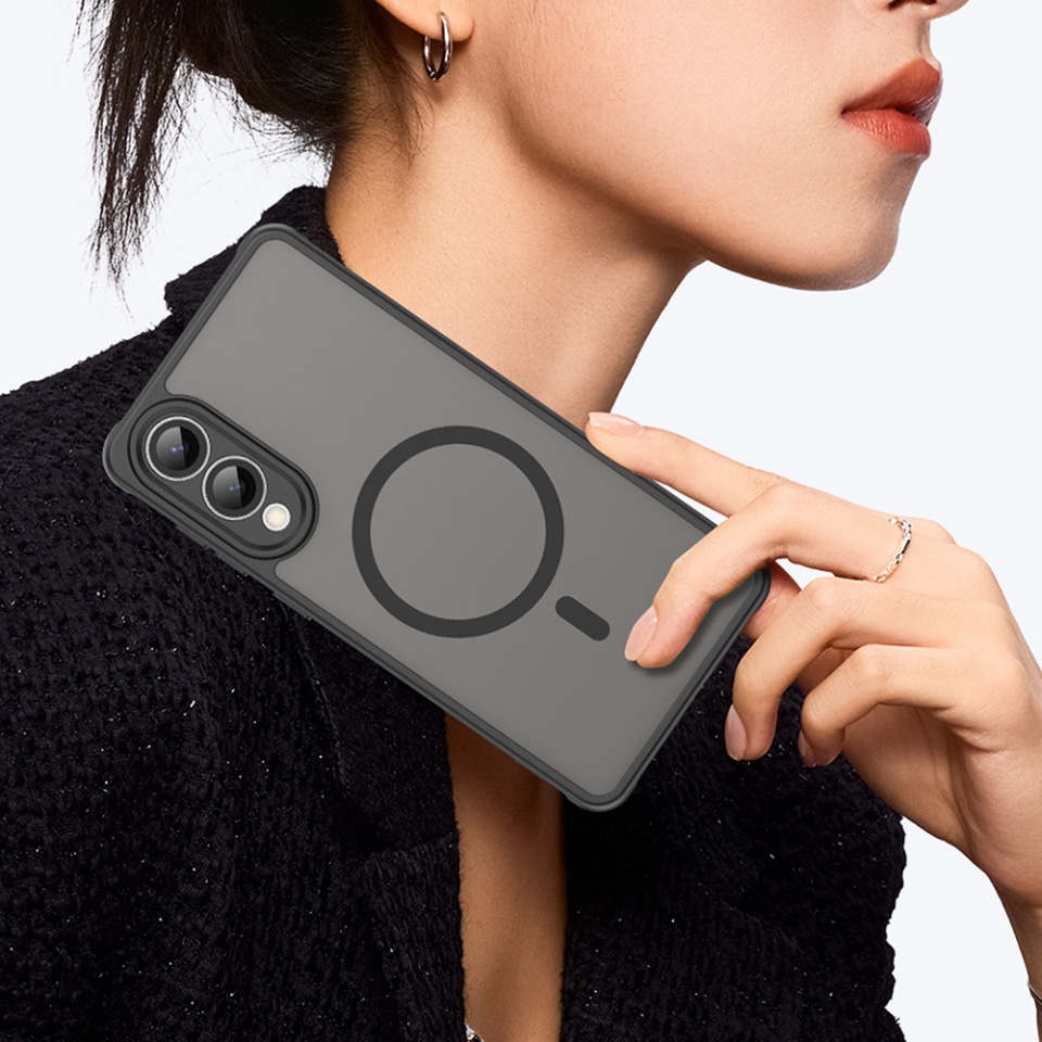 Husa pentru Samsung Galaxy S25 Edge, SKYDDAR INNOVATION, HaloFrost MagSafe II, Antisoc, set cu sticker, Negru - 5