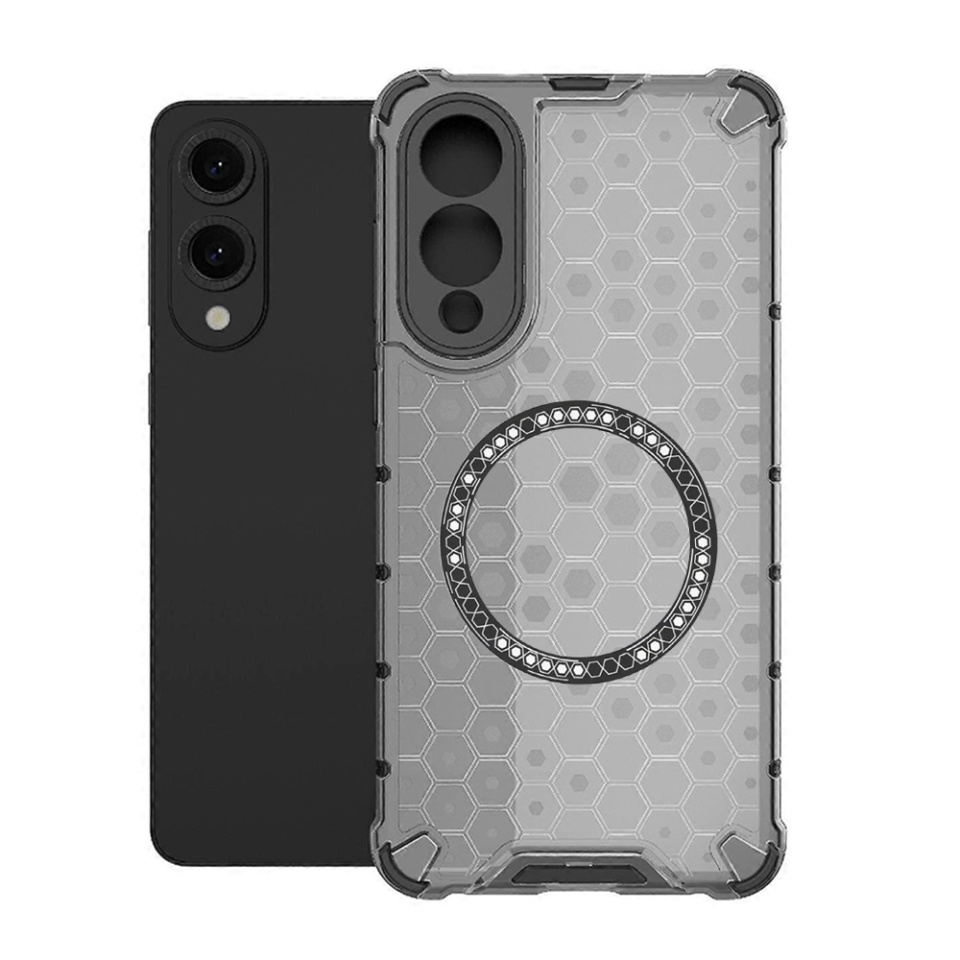 Husa pentru Samsung Galaxy S25 Edge, SKYDDAR INNOVATION, HoneyComb Shield MagSafe, Negru, set cu sticker - 1 | YEO