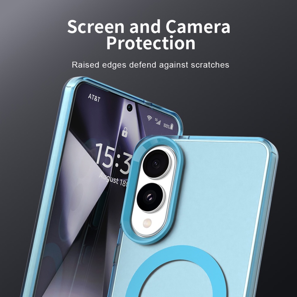 Husa pentru Samsung Galaxy S25 Edge, SKYDDAR INOVATION, CandyCase, Magsafe, set cu sticker, Albastru - 2 | YEO