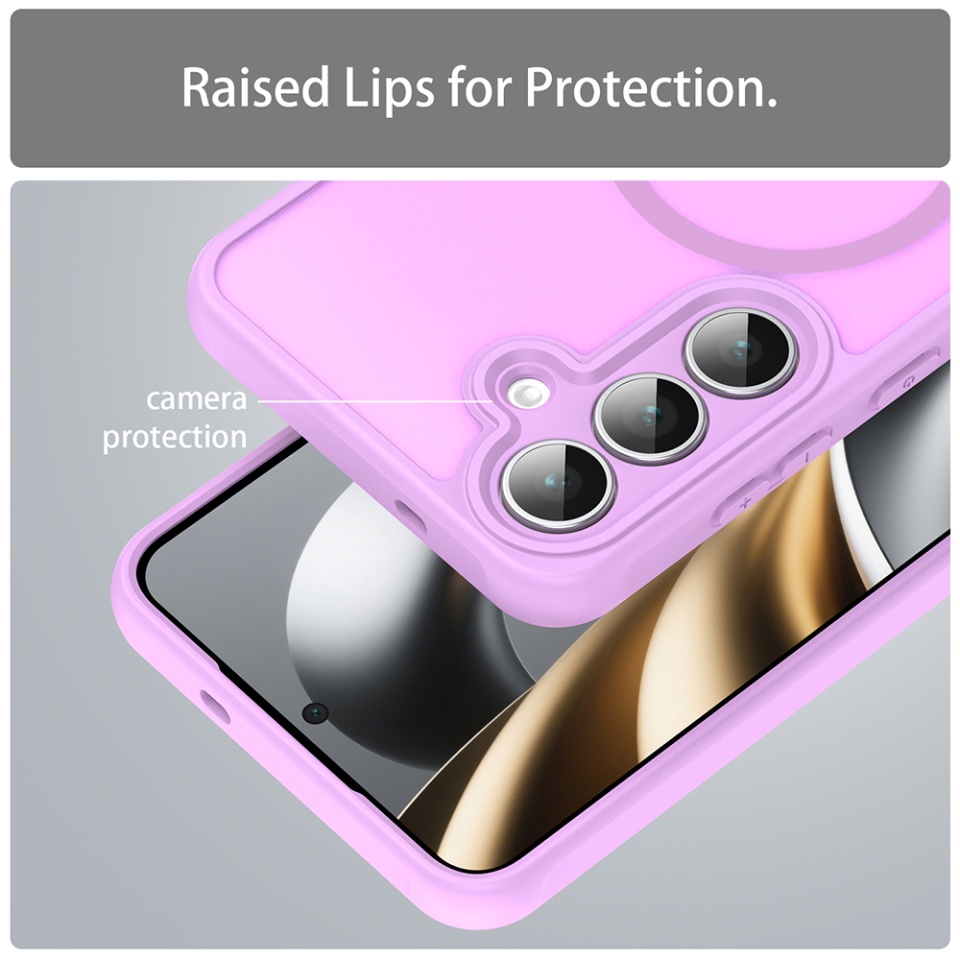 Husa pentru Samsung Galaxy S25 FE, SKYDDAR INNOVATION, HaloFrost MagSafe II, Antisoc, set cu sticker, Roz - 3 | YEO