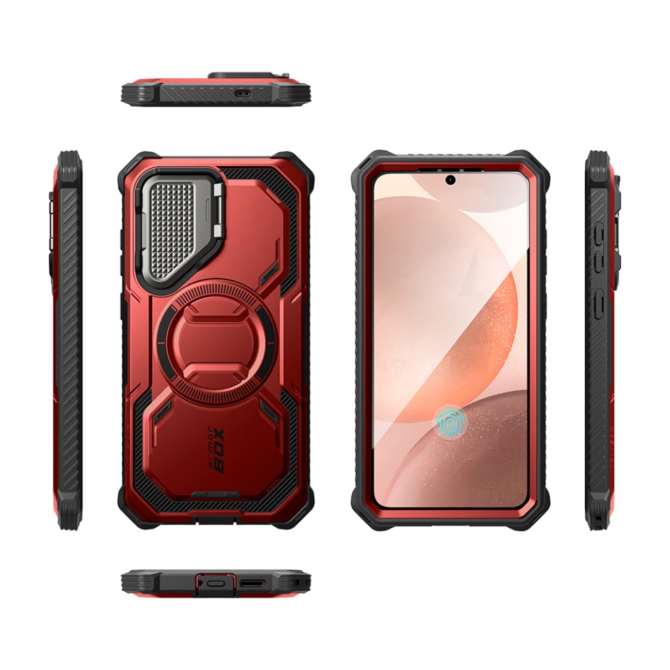 Husa pentru Samsung Galaxy S25, Kickstand, AntiSock, I-Blason Armorbox - Rosu - 2 | YEO