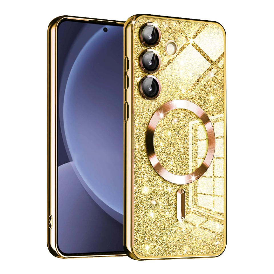 Husa pentru Samsung Galaxy S25 Plus Design Antisoc, Fundal Detasabil 2-in-1, Protectie Superioara, Margini Ridicate, SKDR Glitter - Auriu
