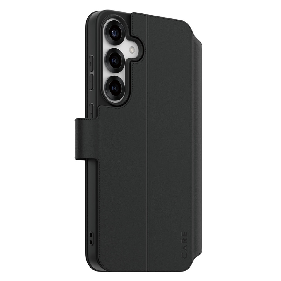 Husa pentru Samsung Galaxy S25 Plus, PanzerGlass, CARE Feature Kickstand Wallet Case, Tip Carte cu Inchidere Magnetica, Suport Stand si Slot Card Protectie 360°, Testata la Socuri, Negru