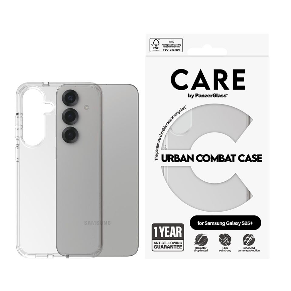 Husa pentru Samsung Galaxy S25 Plus, PanzerGlass, CARE Flagship Urban Combat, Anti-Soc 4.8m, Anti-Ingalbenire, Design Slim, Compatibila MagSafe, Transparenta - 3 | YEO