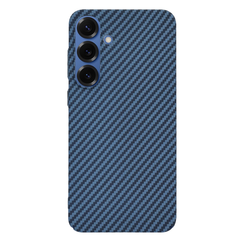 Husa pentru Samsung Galaxy S25, SKYDDAR INNOVATION, Carbonite FiberShell, Cyan, set cu sticker - 3 | YEO