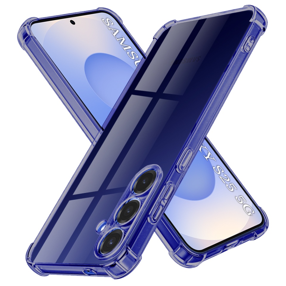 Husa pentru Samsung Galaxy S25, SKYDDAR INNOVATION, Shockproof Clear Silicone, Silicon Slim, set cu sticker, Fumuriu