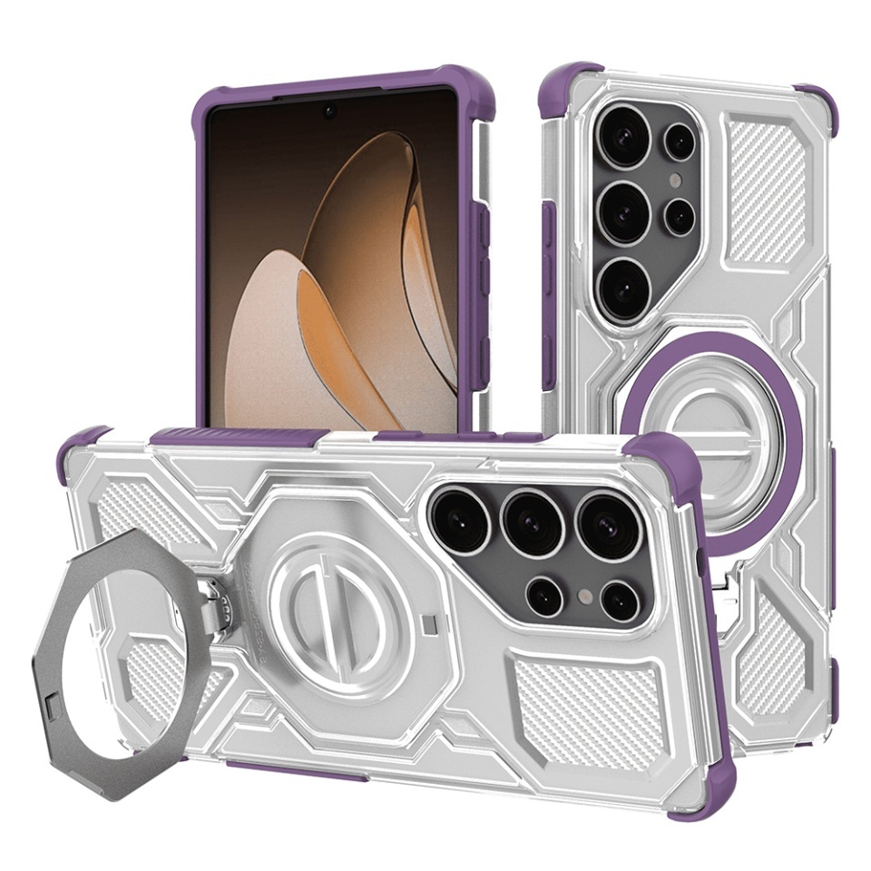 Husa pentru Samsung Galaxy S25 Ultra, Antisoc, SKYDDAR INOVATION, Carbon Shield PRO, Magsafe, set cu sticker, Mov