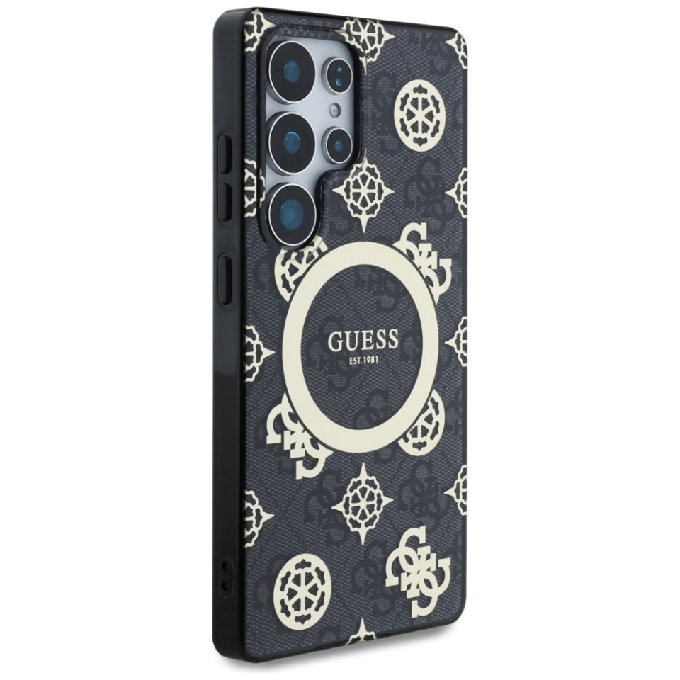 Husa pentru Samsung Galaxy S25 Ultra, Guess MagSafe Denim Pattern, Compatibila, Cadru Silicon, Logo Auriu, Design Slim, Negru - 2 | YEO