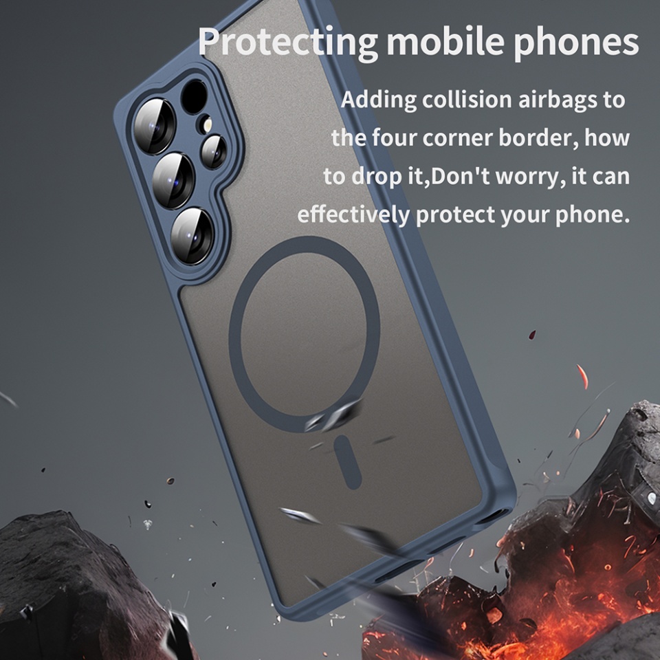 Husa pentru Samsung Galaxy S25 Ultra, SKYDDAR INNOVATION, HaloFrost MagSafe II, Antisoc, set cu sticker, Bleumarin - 5