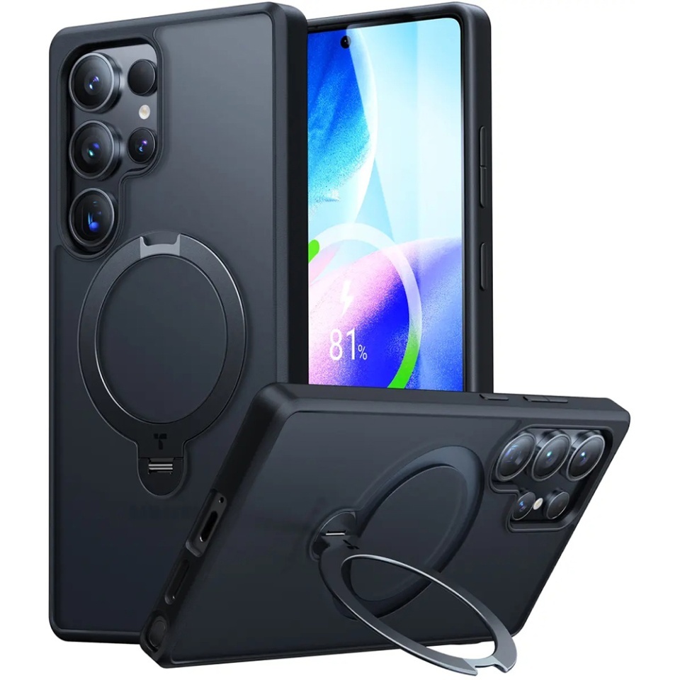 Husa pentru Samsung Galaxy S25 Ultra, Torras Ostand Spin MagSafe, Negru