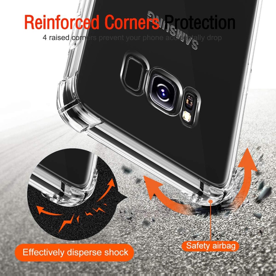 Husa pentru Samsung Galaxy S8 Plus , SKYDDAR INNOVATION, Shockproof Clear din Silicon Slim, Transparenta, set cu sticker - 1 | YEO