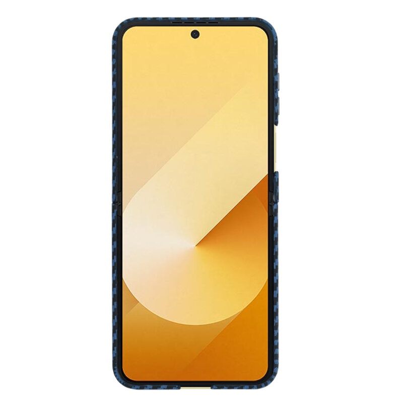 Husa pentru Samsung Galaxy Z Flip6, Finisaj Premium cu Textura de Carbon, Design Elegant, SKDR CarbonFlex - Cyan - 1 | YEO