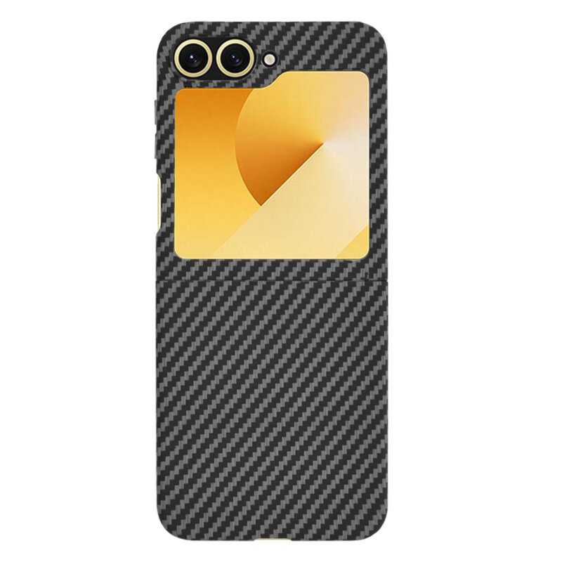 Husa pentru Samsung Galaxy Z Flip6, Finisaj Premium cu Textura de Carbon, Design Elegant, SKDR CarbonFlex - Negru - 2 | YEO
