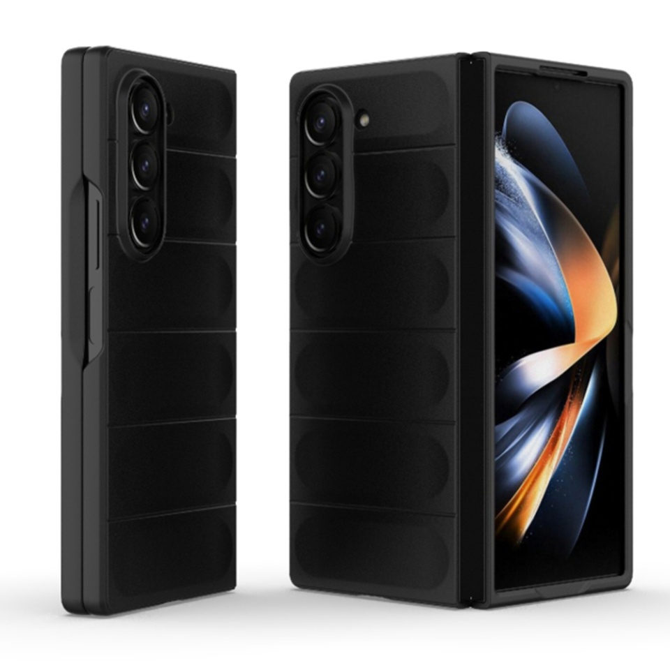 Husa pentru Samsung Galaxy Z Fold6 eleganta, din silicon mat, SKDR Vogue - Negru