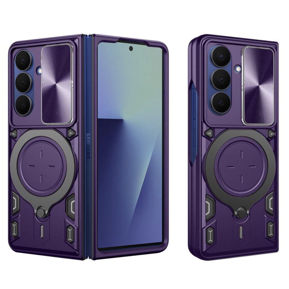 Husa pentru Samsung Galaxy Z Fold7, SKYDDAR INNOVATION, SafeCover, Inel Magnetic, Protectie Camera, Mov, set cu sticker