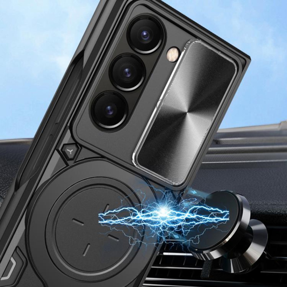 Husa pentru Samsung Galaxy Z Fold7, SKYDDAR INNOVATION, SafeCover, Inel Magnetic, Protectie Camera, Negru, set cu sticker - 5