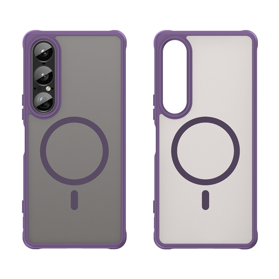 Husa pentru Sony Xperia 1 VII, SKYDDAR INNOVATION, HaloFrost MagSafe II, Antisoc, set cu sticker, Mov - 1 | YEO