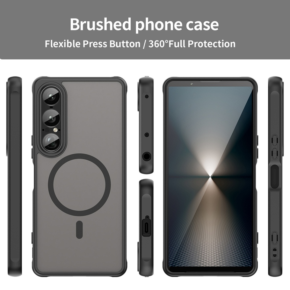 Husa pentru Sony Xperia 1 VII, SKYDDAR INNOVATION, HaloFrost MagSafe II, Antisoc, set cu sticker, Negru - 3 | YEO