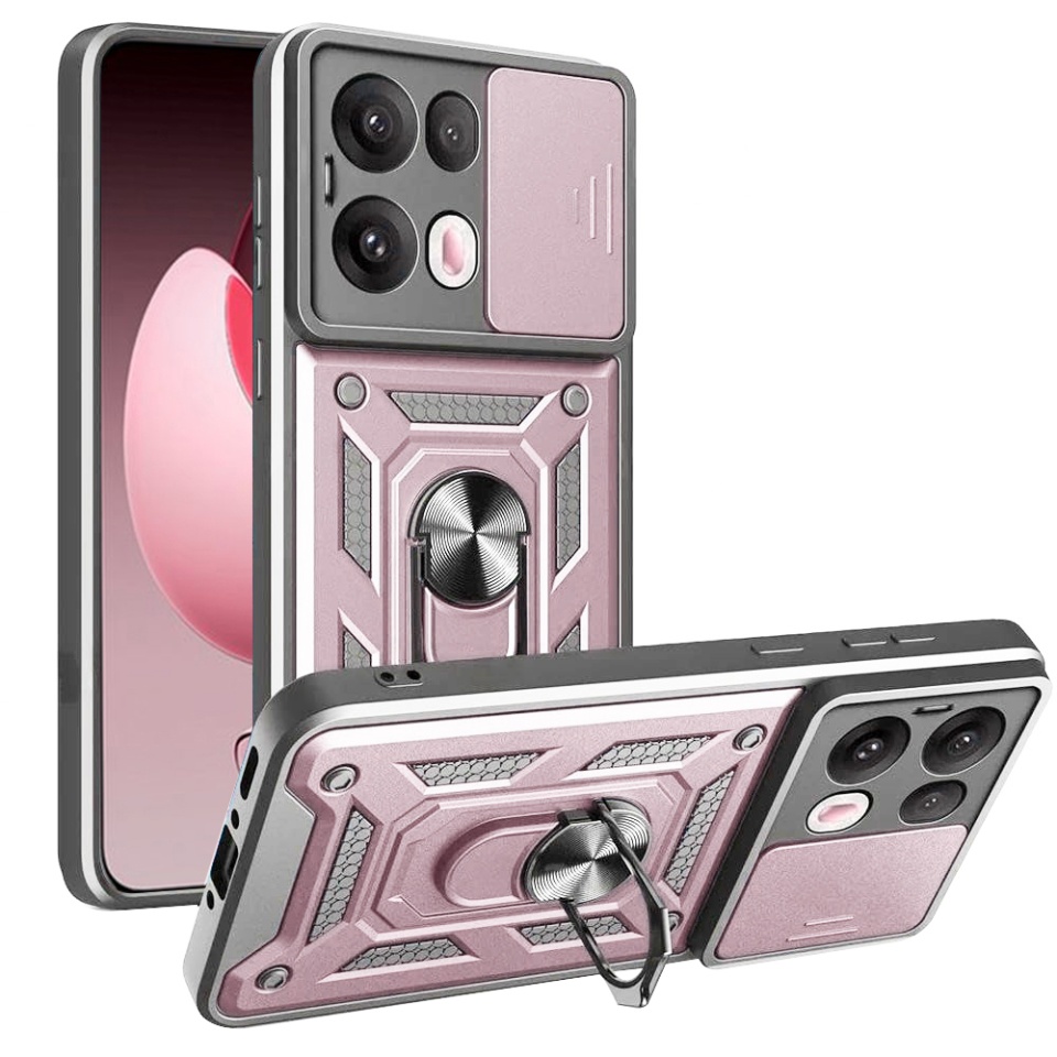 Husa pentru telefon, SKYDDAR INNOVATION, Oppo Reno13 Pro, CamShield, Antisoc, Inel Magentic, set cu sticker, Roz