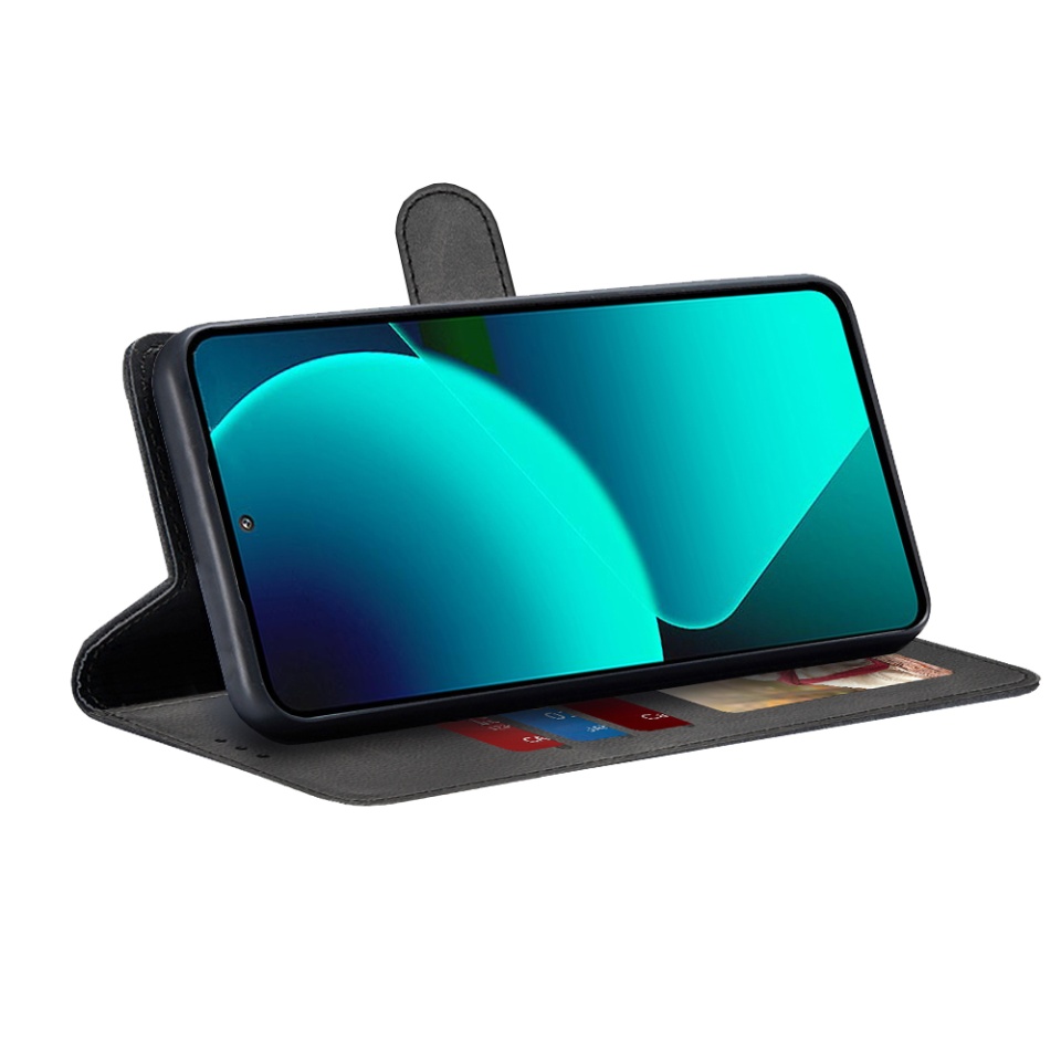 Husa pentru Xiaomi 13T / 13T Pro, SKYDDAR INNOVATION, Diary Book, tip carte, cu Portofel Interior, Antisoc, Negru, set cu sticker - 1 | YEO
