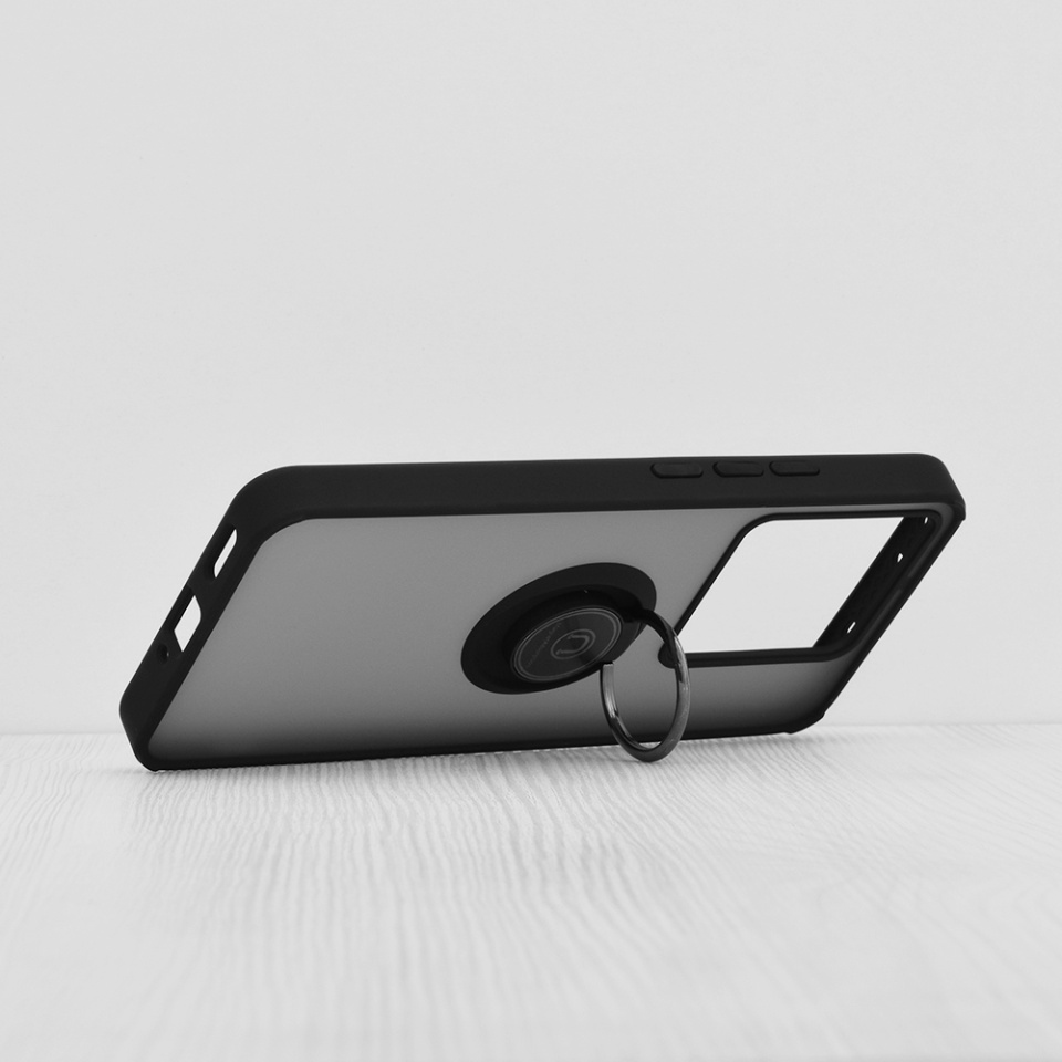 Husa pentru Xiaomi 13T / 13T Pro, SKYDDAR INNOVATION, Glinth cu Inel Rotativ 360° Magnetic, Negru, set cu sticker - 1 | YEO