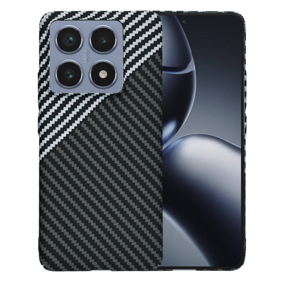 Husa pentru Xiaomi 14T Pro, Finisaj Premium cu Textura de Carbon, Design Elegant, SKDR CarbonFlex - Gri