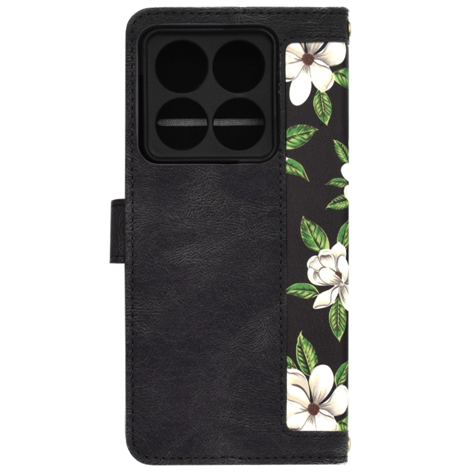 Husa pentru Xiaomi 14T Pro, SKYDDAR INNOVATION, Flipcraft din Piele Ecologică, Stand Integrat, Buzunare pentru Carduri, set cu sticker, Negru - 3 | YEO
