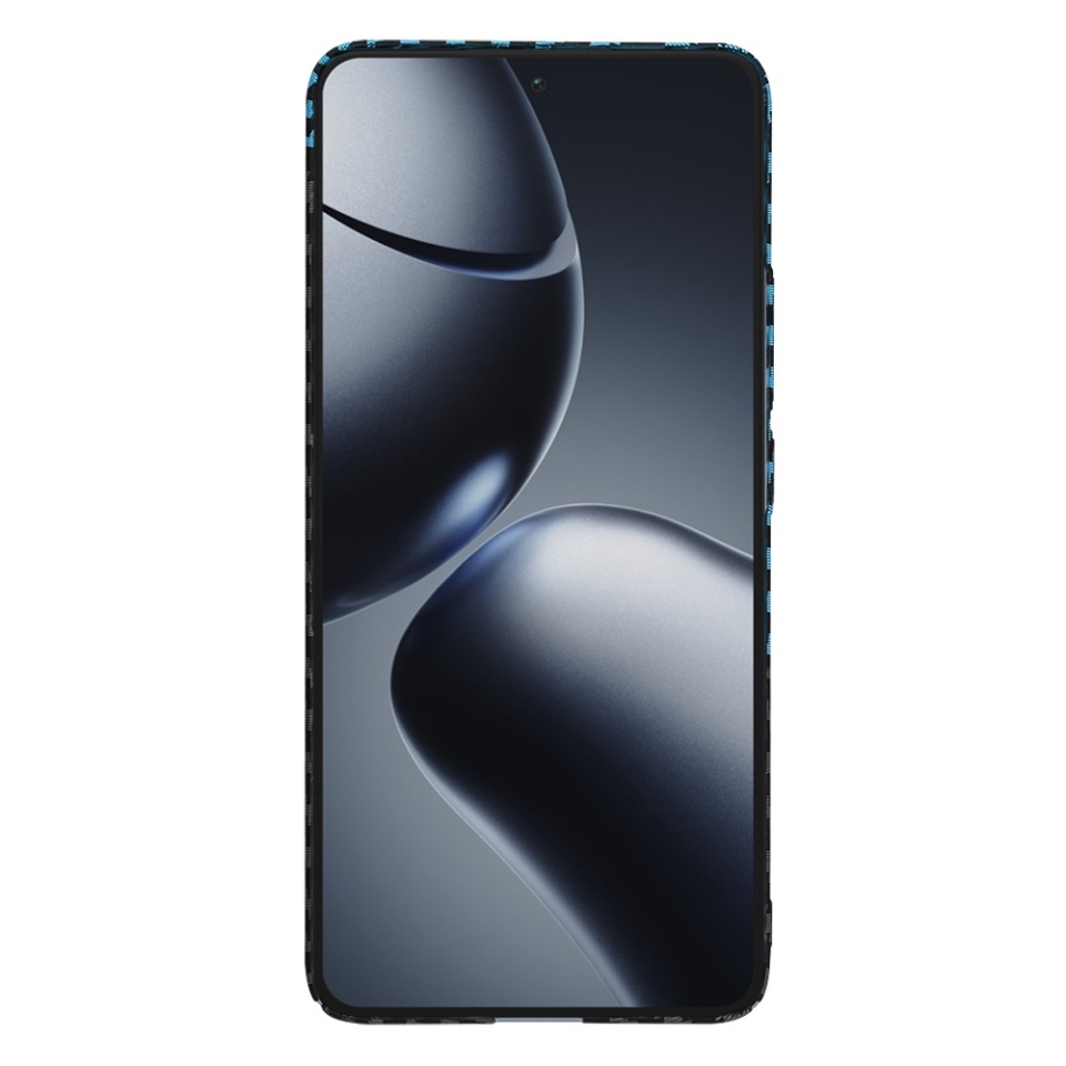 Husa pentru Xiaomi 14T Pro, SKYDDAR INNOVATION, textura carbon, Carbonite FiberShell, set cu sticker, Bleu, - 1 | YEO