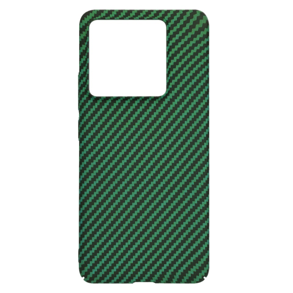 Husa pentru Xiaomi 14T Pro, SKYDDAR INNOVATION, textura carbon, Carbonite FiberShell, set cu sticker, Verde, - 3 | YEO
