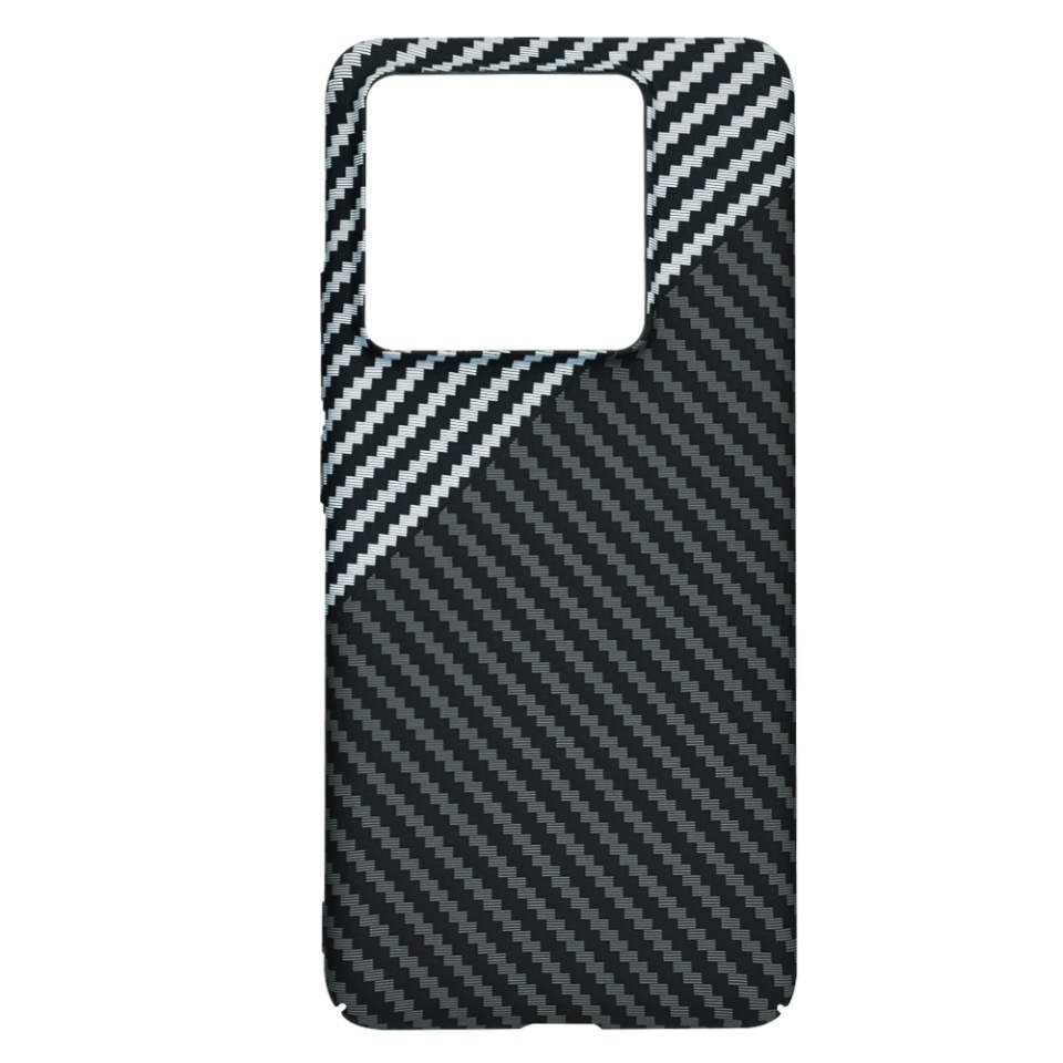 Husa pentru Xiaomi 14T Pro, SKYDDAR INNOVATION, textura carbon, Carbonite FiberShell, set cu sticker, Gri, - 3 | YEO