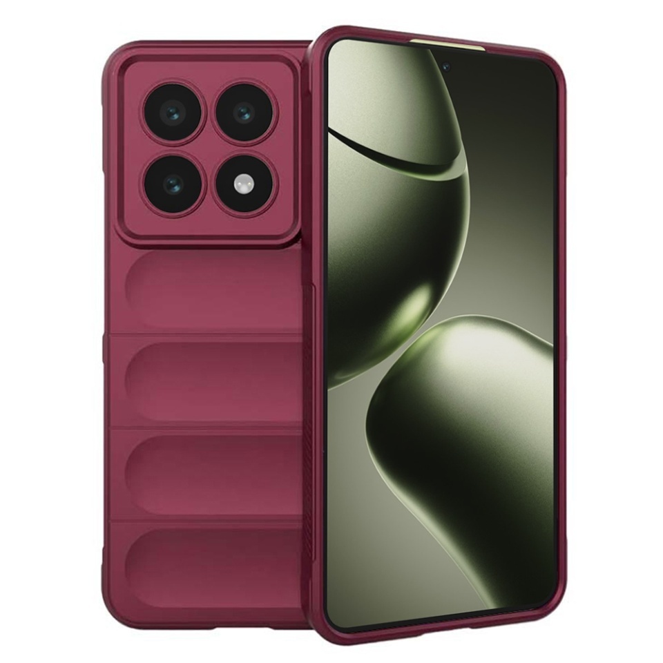 Husa pentru Xiaomi 14T, SKYDDAR INNOVATION, Magic Shield, din Silicon Mat, set cu sticker, Bordo