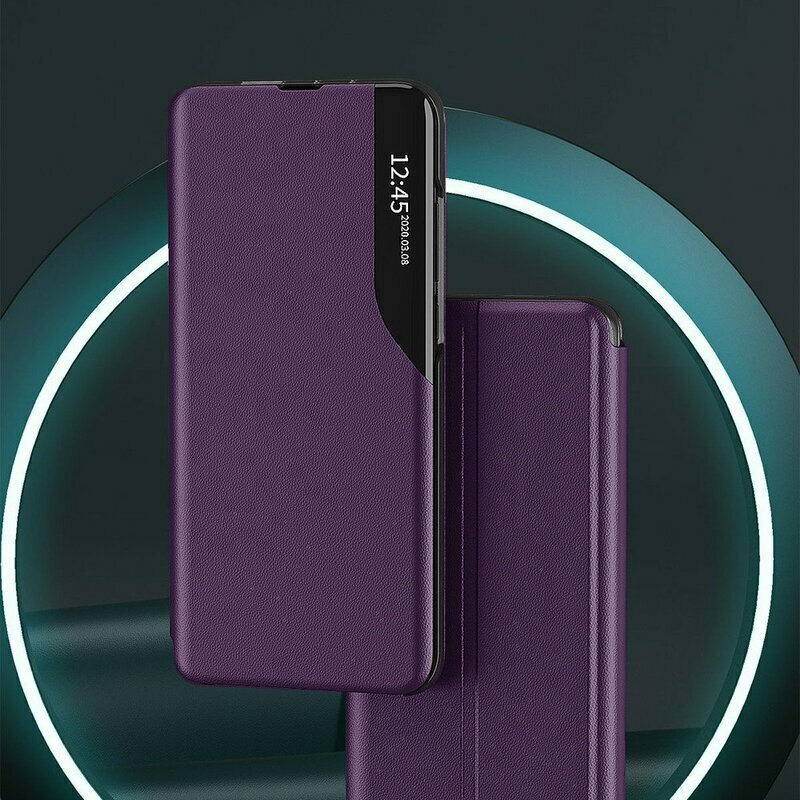 Husa pentru Xiaomi 14T tip carte, Skyddar Eco View Leather - Mov - 3 | YEO
