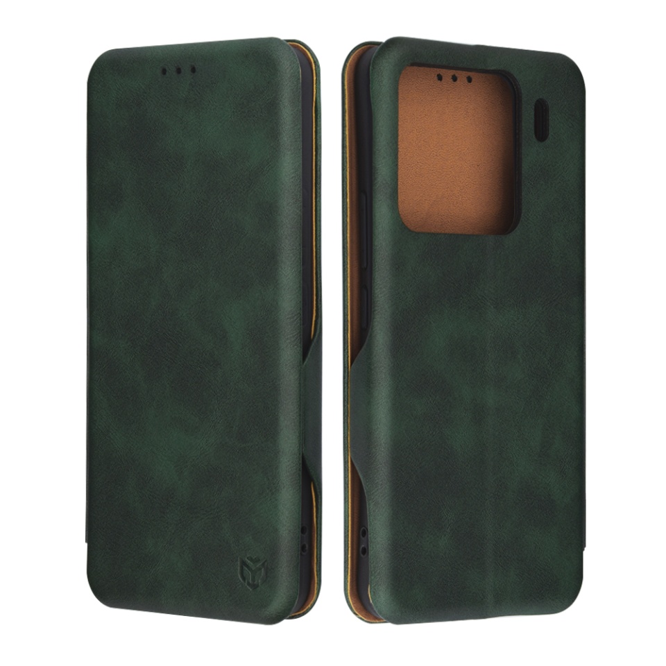Husa pentru Xiaomi 15 Pro, SKYDDAR INNOVATION, Safe Wallet tip carte din Piele Ecologica, Suport Carduri, Inchidere Magnetica, Verde, set cu sticker