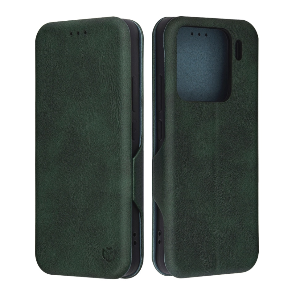 Husa pentru Xiaomi 15, SKYDDAR INNOVATION, Safe Wallet tip carte din Piele Ecologica, Suport Carduri, Inchidere Magnetica, Verde, set cu sticker