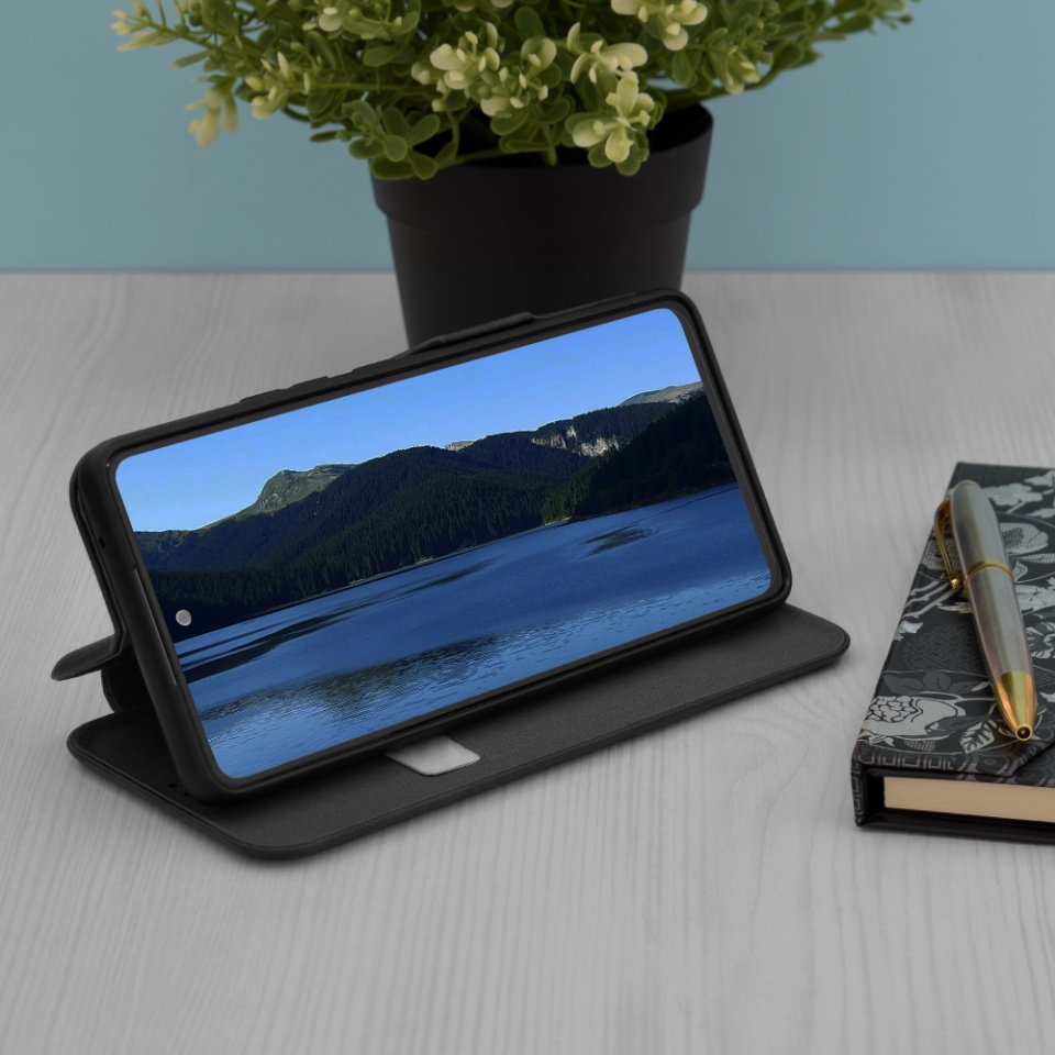 Husa pentru Xiaomi Poco F6 Pro tip carte din Piele Ecologica, Suport Carduri, Inchidere Magnetica, Skyddar Pocket Safe - Negru - 1 | YEO
