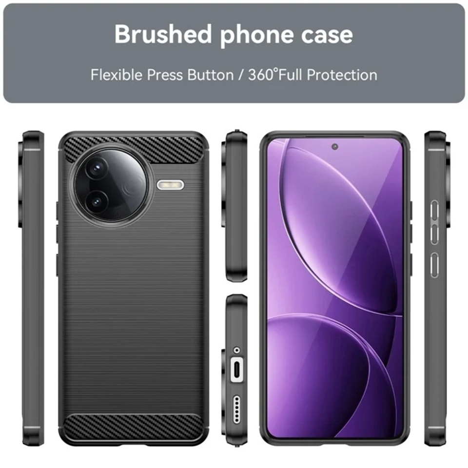 Husa pentru Xiaomi Poco F7 Ultra, SKYDDAR INNOVATION, CarbonFiber, Antisoc, set cu sticker, Negru - 1 | YEO
