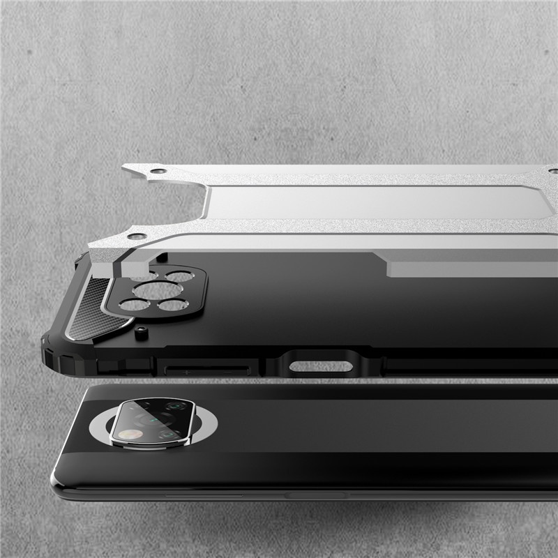 Husa pentru Xiaomi Poco X3 Pro / Poco X3 NFC / Poco X3, SKYDDAR INNOVATION, Hybrid Armor, din Plastic Dur, Margini Cauciucate, Antisoc, set cu sticker, Negru - 2 | YEO