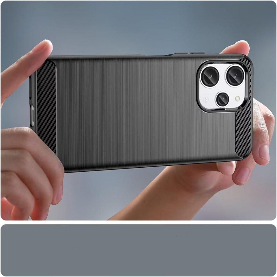 Husa pentru Xiaomi Redmi 13 / Poco M6 4G din Silicon Premium, Slim, cu textura Fibra Carbon - Negru - 1 | YEO