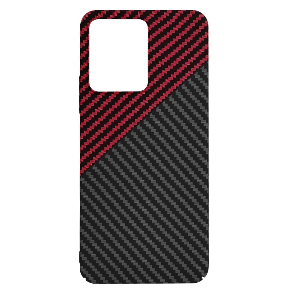 Husa pentru Xiaomi Redmi 13C 4G / Poco C65 / Redmi 13C 5G, SKYDDAR INNOVATION, textura carbon, Carbonite FiberShell, set cu sticker, Rosu inchis, - 3 | YEO