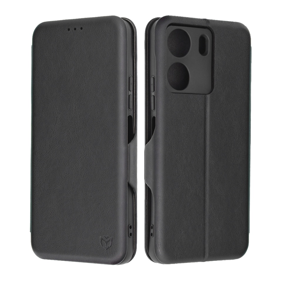 Husa pentru Xiaomi Redmi 13C 4G / Poco C65, SKYDDAR INNOVATION, Safe Wallet tip carte din Piele Ecologica, Suport Carduri, Inchidere Magnetica, Negru, set cu sticker