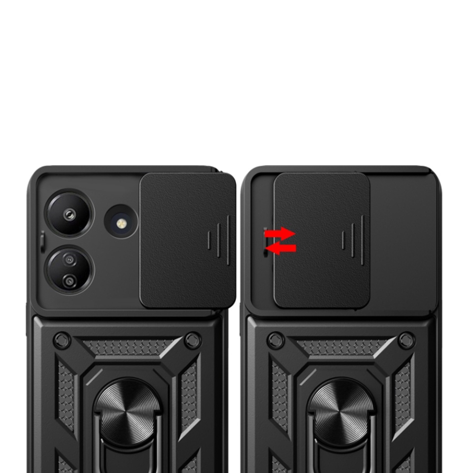 Husa pentru Xiaomi Redmi 13C 5G, SKYDDAR INNOVATION, CamShield, Inel magnetic, set cu sticker, Albastru - 2 | YEO
