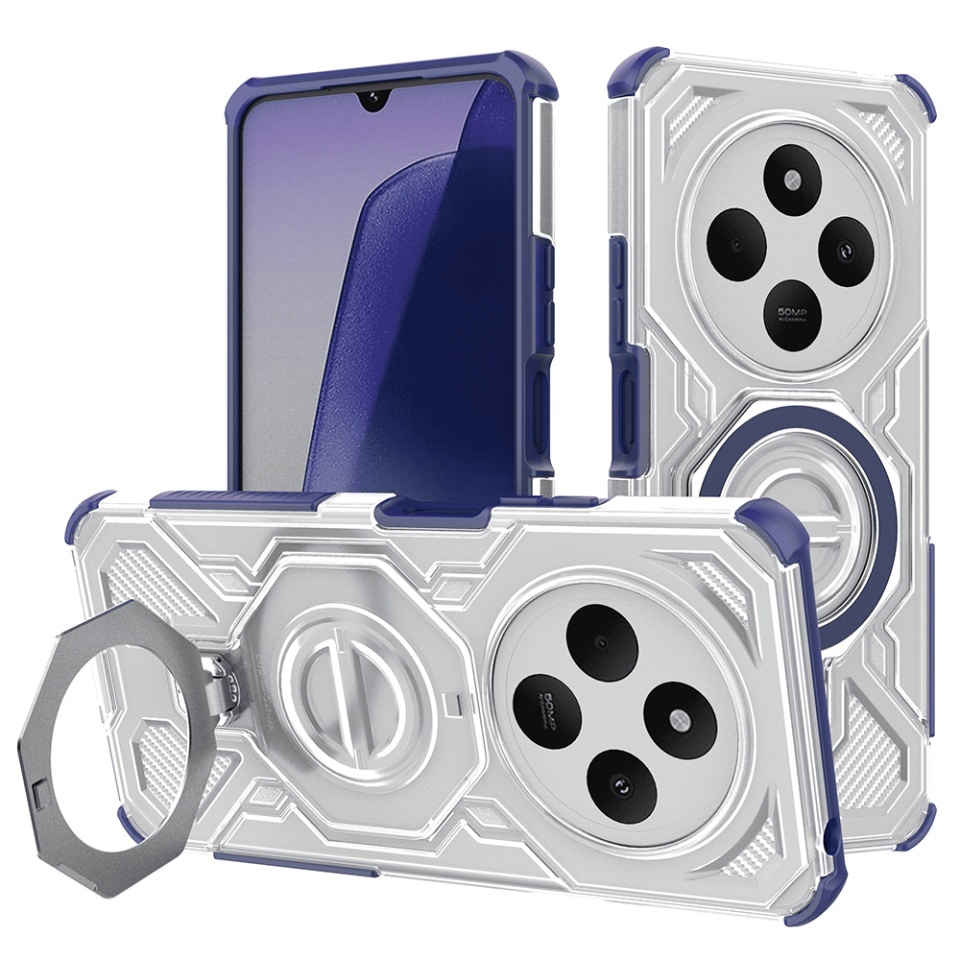 Husa pentru Xiaomi Redmi 14C / Poco C75, Antisoc, SKYDDAR INOVATION, Carbon Shield PRO, Magsafe, set cu sticker, Albastru