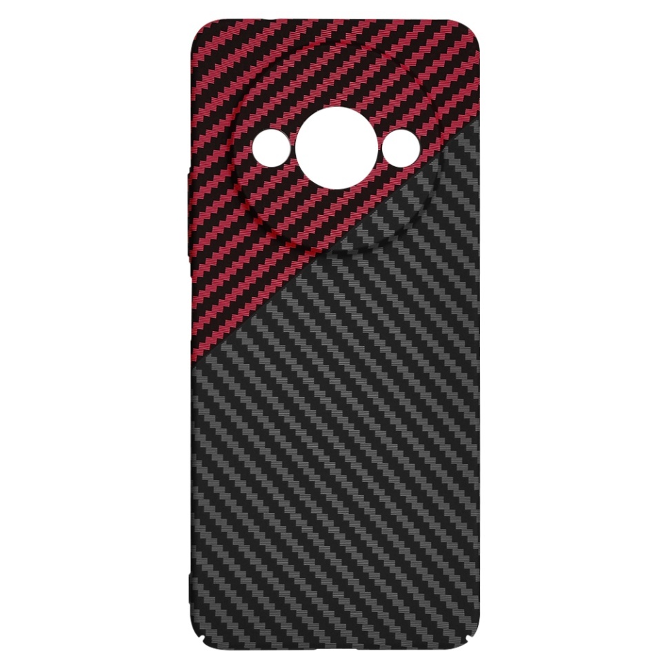 Husa pentru Xiaomi Redmi A3 / Redmi A3x, SKYDDAR INNOVATION, textura carbon, Carbonite FiberShell, set cu sticker, Rosu inchis, - 3 | YEO