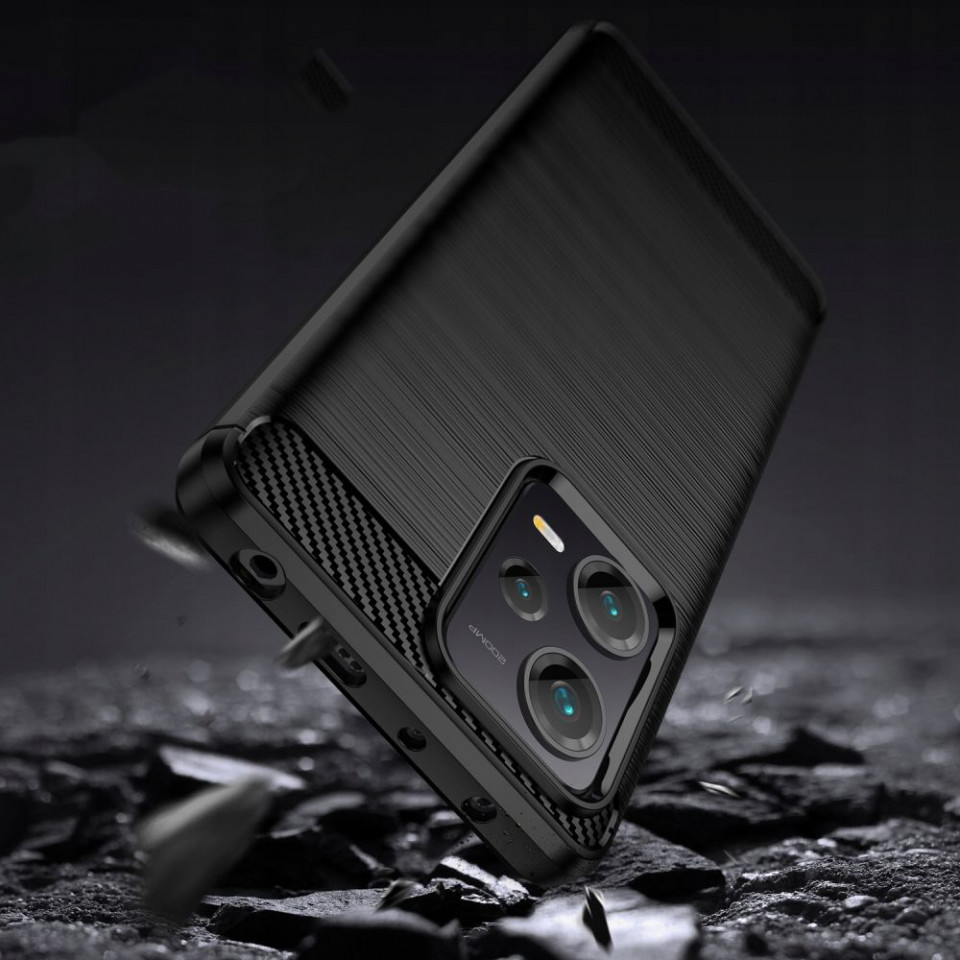Husa pentru Xiaomi Redmi Note 12 5G / Poco X5 din silicon, Slim, cu textura Fibra Carbon - Negru - 3 | YEO