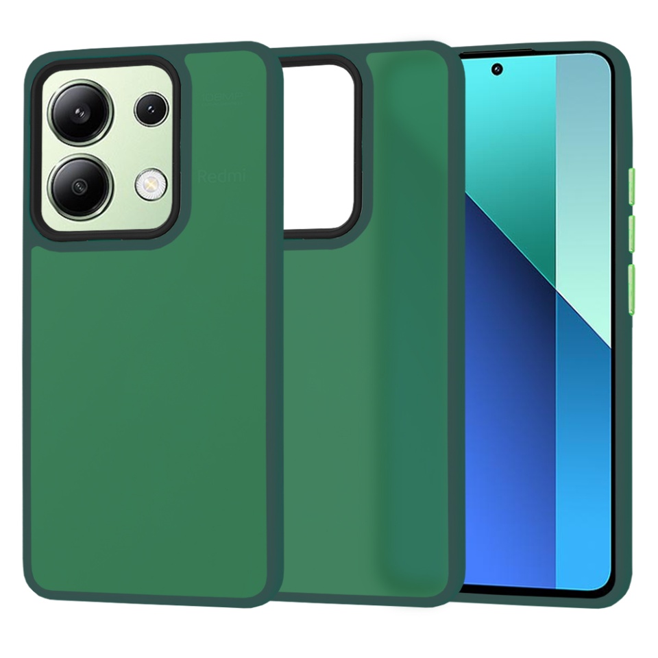 Husa pentru Xiaomi Redmi Note 13 4G, ce Absoarbe Cele mai Aspre Socuri, Skyddar Frosted - Verde inchis