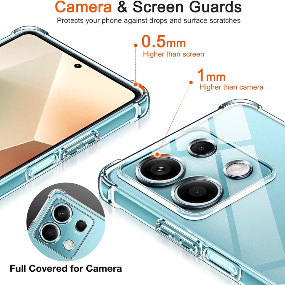 Husa pentru Xiaomi Redmi Note 13 5G , SKYDDAR INNOVATION, Shockproof Clear din Silicon Slim, Transparenta, set cu sticker - 3 | YEO