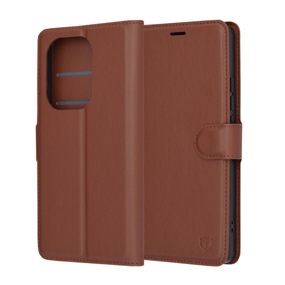 Husa pentru Xiaomi Redmi Note 13 Pro 4G / Poco M6 Pro 4G tip Carte, cu Portofel Interior, Finisaje Premium, SKYDDAR Leather Wallet - Maro