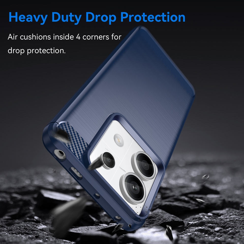 Husa pentru Xiaomi Redmi Note 13 Pro 5G / Poco X6, SKYDDAR INNOVATION, Carbon Silicone, din Silicon Slim, cu textura Fibra Carbon, set cu sticker, Albastru - 2 | YEO