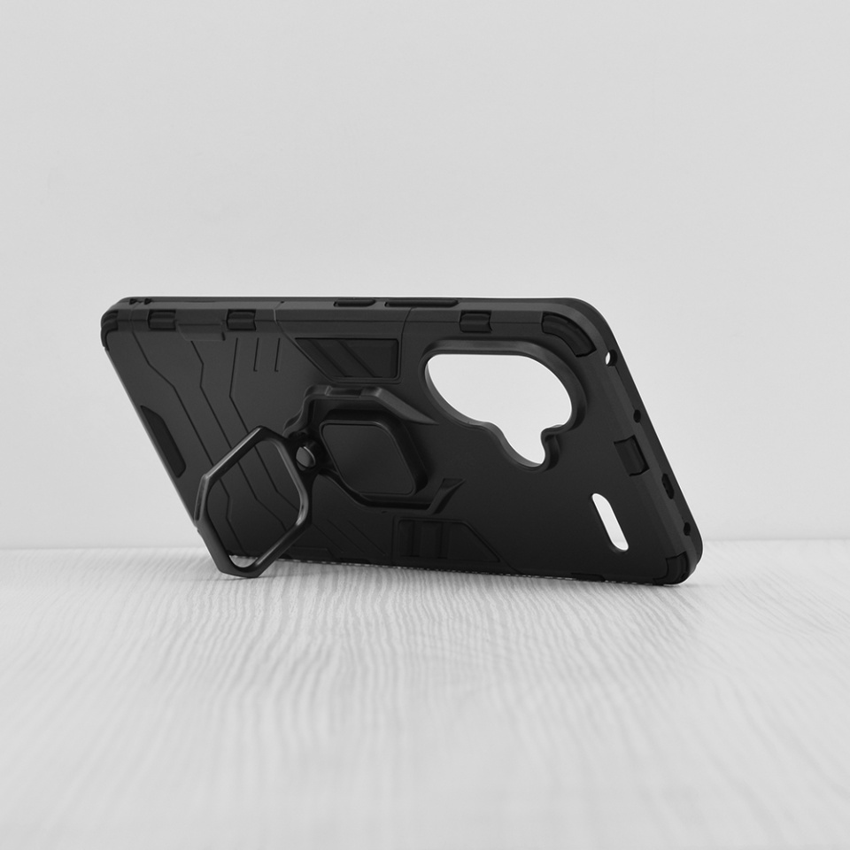 Husa pentru Xiaomi Redmi Note 13 Pro+ 5G, SKYDDAR INNOVATION, Silicone Shield, cu Inel Magnetic, Antisoc, set cu sticker, Negru - 1 | YEO