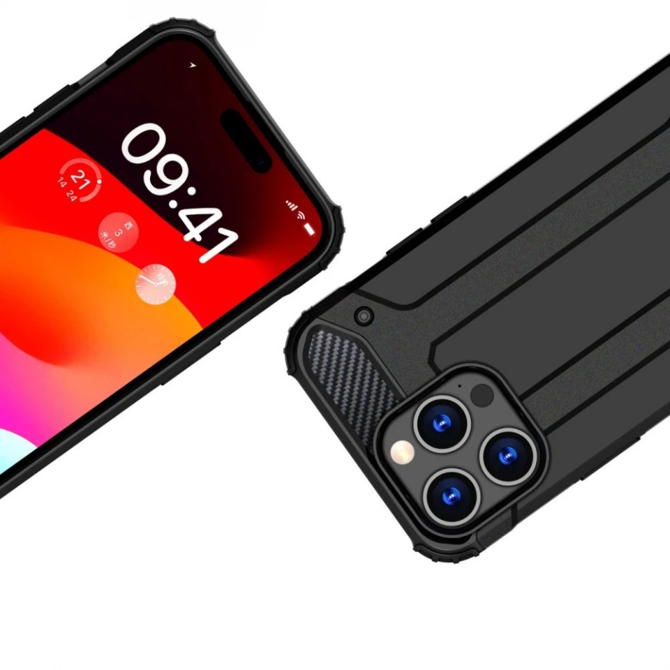 Husa pentru Xiaomi Redmi Note 14 4G (Regional), SKYDDAR INNOVATION, Hybrid Armor, din Plastic Dur, Margini Cauciucate, Antisoc, Negru, set cu sticker - 2 | YEO